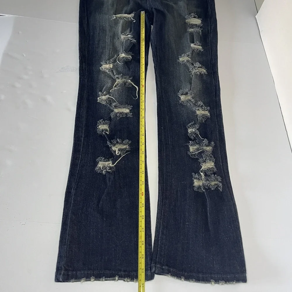 Judy Blue Jeans Women 1X Blue Denim Straight Medium Wash Distressed Destroyed